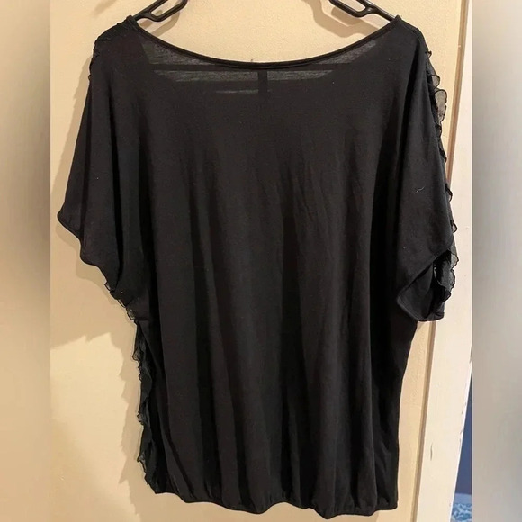 ANDREA MISSY Size 3x RUFFLE Semi Sheer Short Sleeve Blouse - Picture 3 of 6